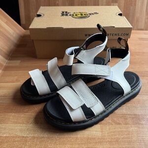 Dr. Martens Klaire Leather Strap Sandals, white, size 7 women's (6mens)